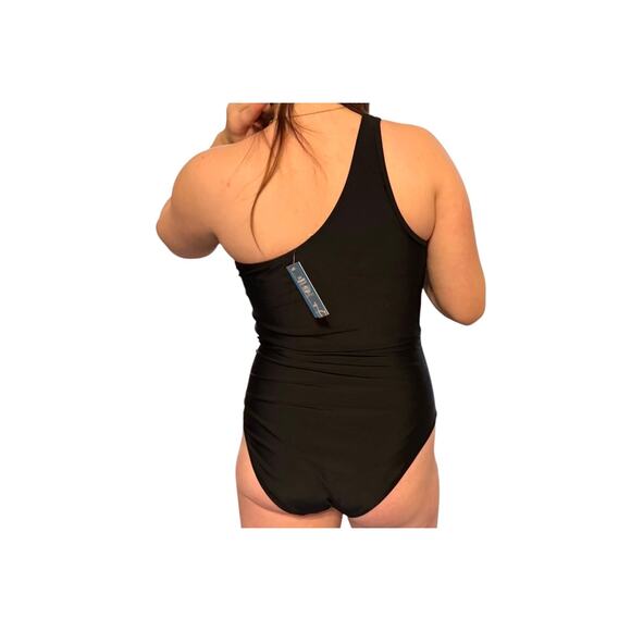 NEW Cupshe SWIMSUIT Women's LG Midnight Elegance Tummy Control One Piece Black - Picture 5 of 16